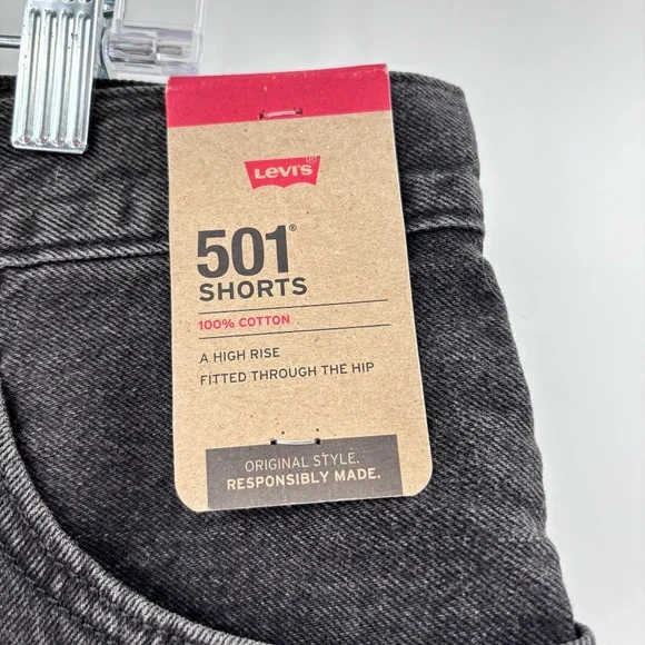 Levi's 501 Cut Off Shorts Black Size 33 - Picture 2 of 5